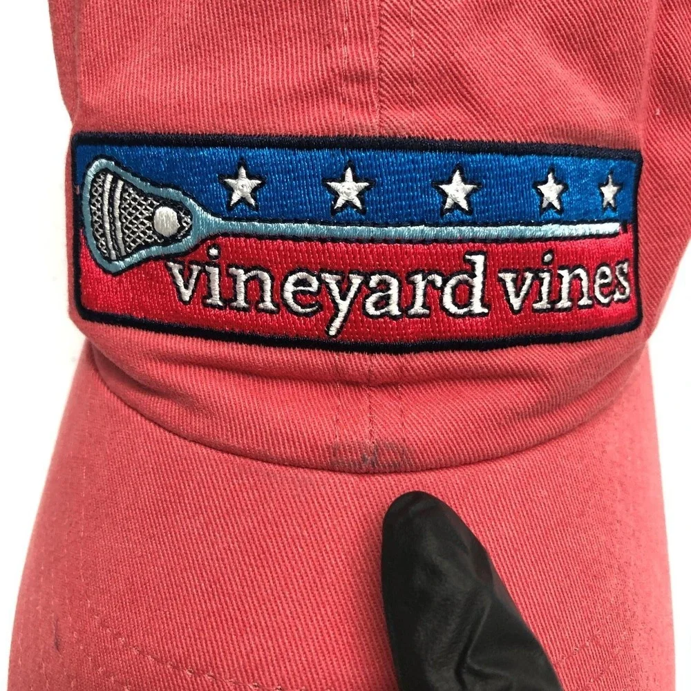 Vineyard Vines Hat Cap Snap Back Mens One Size Red Trucker Lacrosse USA Flag
